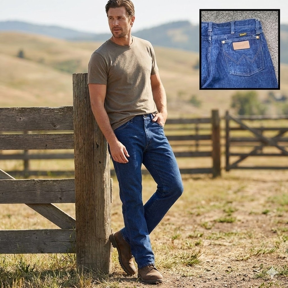 Wrangler 13MWZ Mens Vintage Made in USA Cowboy Cut Denim Jeans Dark Wash 33x32